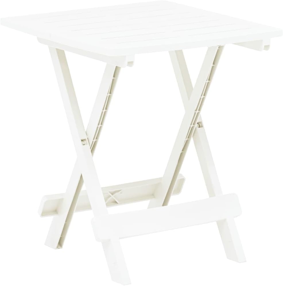 White Plastic Garden Table Small Foldable Bistro Table Lightweight Outdoor Patio Table for Dining and Entertaining in Garden or Terrace Spaces
