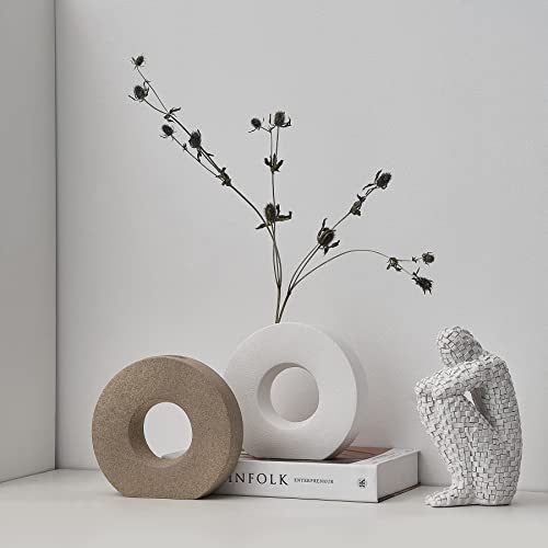 Funterest Small Ceramic Vases, Flower Vase For Decor Nordic Minimalism Home Decorations, Modern Boho Vases For Wedding Table Centerpieces, Entryway, Bookshelf, Mantel, Shelf Decor (Khaki) #TOP4