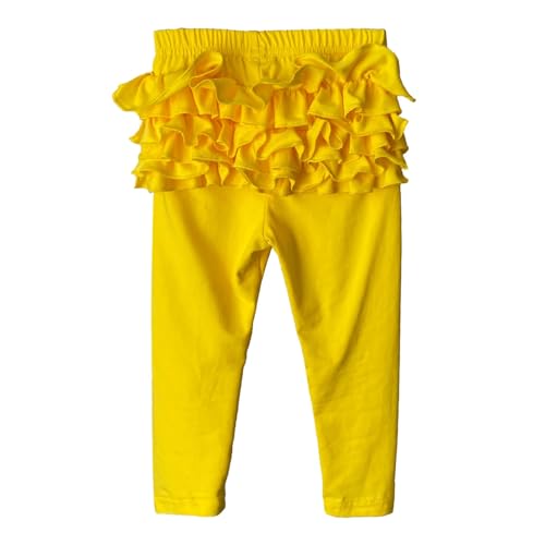 Kids Girls Thicken Leggings with Layered Ruffles Solid Ballet Dance Tights High-Waisted Slim Yoga Pants