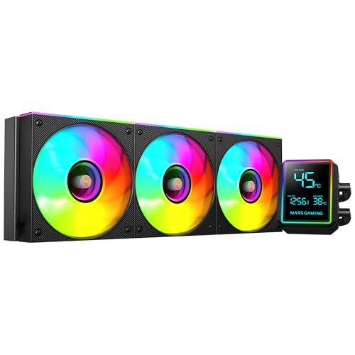 Mars Gaming ML-LCDPRO360 Refroidissement Liquide AIO 600 W TDP, Écran LCD 2,8 Multimoniteur, Pompe 4e Gén Opti-Chamber avec Base en Cuivre, 3× Ventilateurs 120 mm ARGB Infinity Mirror, Noir