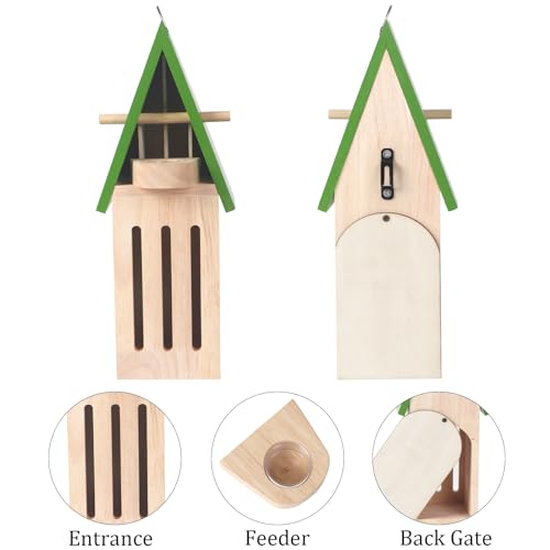 Butterfly House, Wood Butterfly House Painting Kit for Kids, Wildlife World Butterfly House with Feeder DIY Arts & Crafts Gardening, Butterfly House Shelter Hotel with Hooks for Hanging Garden Outside - Thumbnail 4