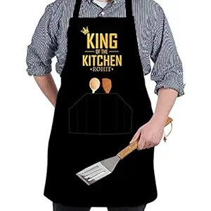 Personalized Apron with Name for Kitchen Aprons for Men Baking Cooking - Black -?0013