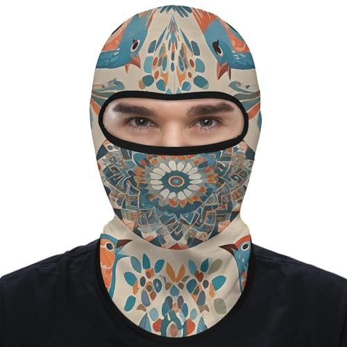 Balaclava Face Mask Sun Protection Head Cover Ethnic Style Birds Ski Mask for Outdoor Sport Cycling Windproof Hood
