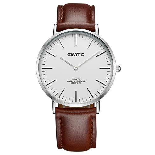 Montres pour hommes ultra-minces en cuir véritable pour le style affaires et loisir