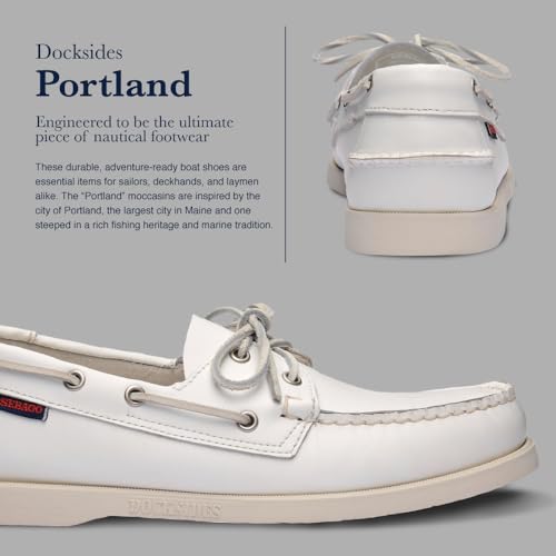 Image of Sebago Portland Boat Shoes - Full-Grain Leather Moccasins, Handsewn with Leather Sock Lining and Non-Marking, Slip-Resistant Sipped Rubber Outsoles