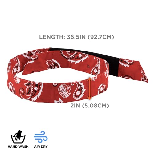 Ergodyne Chill Its 6705 Cooling Bandana, Evaporative Polymer Crystals for Cooling Relief, Quick and Secure Fit