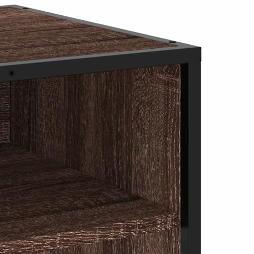 Meuble TV marron aspect chêne buffet de salon bas industriel 91 cm
