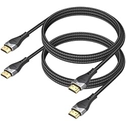 DIOOEER HDMI Cable 4FT 2-Pack 10K 8K 4K, HDMI 2.1 Cable 48Gbps Ultra High Speed HDMI Braided Cord 8K@60Hz, 4K@120Hz, eARC, HDR10+, HDCP2.3 for Laptop, Monitor, HDTV, Projector, PS5/PS4, Xbox