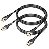 DIOOEER HDMI Cable 4FT 2-Pack 10K 8K 4K, HDMI 2.1 Cable 48Gbps Ultra High Speed HDMI Braided Cord 8K@60Hz, 4K@120Hz, eARC, HDR10+, HDCP2.3 for Laptop, Monitor, HDTV, Projector, PS5/PS4, Xbox