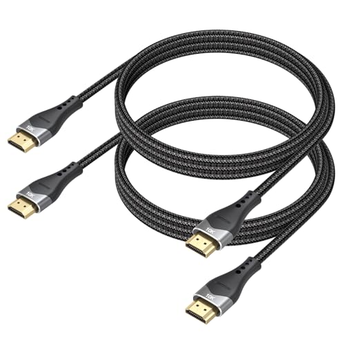 DIOOEER HDMI Cable 4FT 2-Pack 10K 8K 4K HDMI 2.1 Cable 48Gbps Ultra High Speed HDMI Braided Cord 8K@60Hz 4K@120Hz eARC HDR10+ HDCP2.3 for Laptop Monitor HDTV Projector PS5/PS4 Xbox