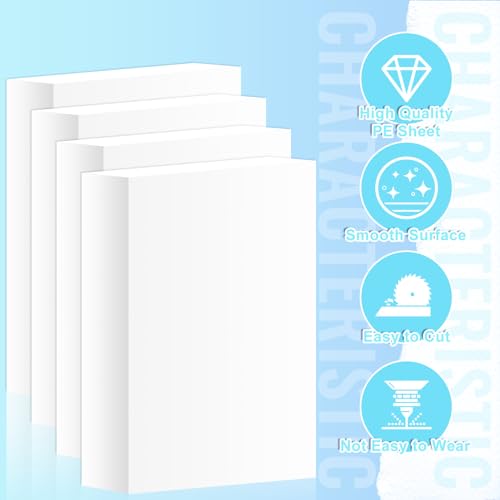 HDPE Block White HDPE Plastic Sheet High Density Polyethylene Rectangular Solid Tapping Block High Density Sheet for DIY Projects Home Floor Improvement(3/4 x 3 x 3-1/2'', 2 Pcs)