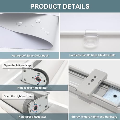 Image of AOSKY Blackout Cordless Roller Shade for Indoor Windows, 18 inchW x 72 inchH, White