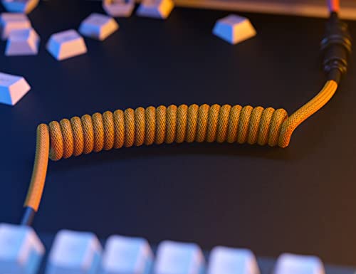 Image of Glorious Coiled Keyboard Cable - USB C Artisan Braided Cables for Mechanical Gaming - Custom (White)
