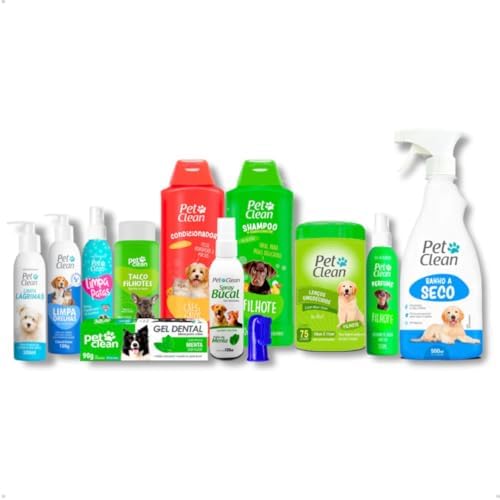 Kit Higiene e Banho Completo Para Cães E Gatos Filhotes Pet Clean...
