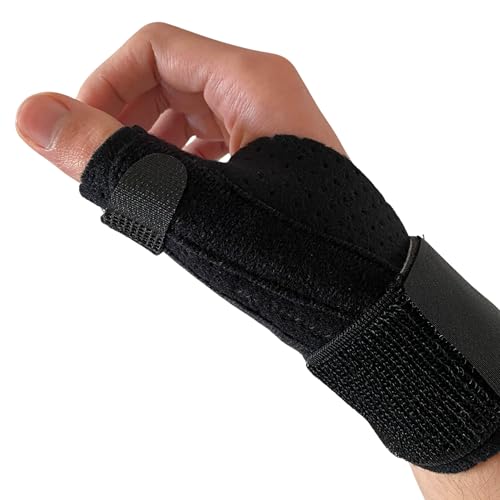 DALLAR Attelle de Pouce Réglable pour les Deux Mains - Orthèse Stabilisée avec 2 Renforts Métalliques - Idéale pour la Rhizarthrose, la Ténosynovite de...