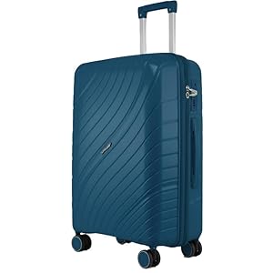 Fly Kite Luggage 20 Inch Cabin Suitcase 100% Polypropylene Hard Shell with Aluminium Trolley Handle Real TSA Secure Lock 3 Digit 360° Smooth Wheels Lightweight Suitcase|Teal Blue
