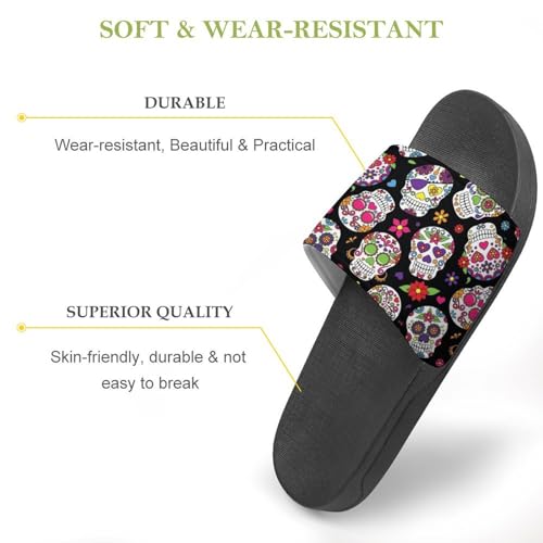 Day of The Dead Sugar Skull Womens Slide Sandals Non Slip Summer House Slippers for Girls Slip-on Flip Flops3