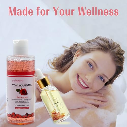 Feminine Wash, Natural Yoni Oil Set, Vaginal Wash with Cleaning Factor - Yoni Wash for Women PH Balance, 1 fl.oz Feminine Oil & 6.7 fl.oz Intimate Cleanser