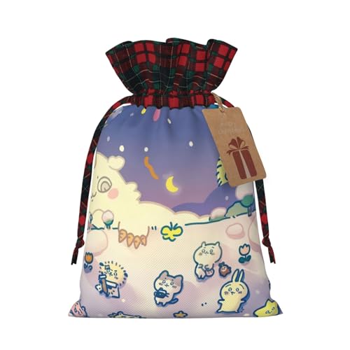 ギフトバッグ ちいかわ 巾着袋 ラッピング袋 引きひも袋 軽量 コンパクト 巾着バッグ 収納袋 小物入れ トラベルポーチ ジュエリーポーチ 小物収納 携帯用 大容量 おしゃれ かわいい 人気 誕生日 記念日 プレゼント 12*17.5cm