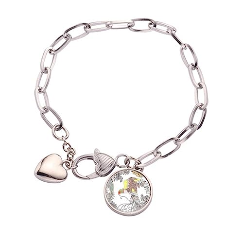 Bracelet chaîne cœur Ukiyo-e oiseau et arbre : exprimez votre amour pour la nature