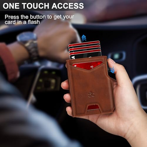 Image of Wallet for Men Wallet with Slim Pop Up Card Holder 9-13 Cards, Bifold Minimalist Smart Wallet RFID Blocking Credit Card Holder with ID Window & Stretchable Cash Slot Compact Metal Aluminum Card Case