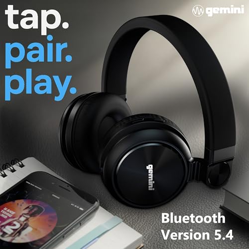 Image of Gemini Wireless Over-Ear Headphones, 54-Hr Battery, ENC Mic (GBTX-200) | Up to 54-hr total battery, 10-min quick charge - ENC clear-call mic - foldable on-ear, 40mm drivers