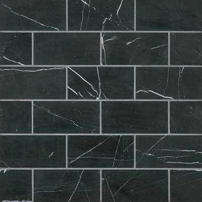Bedrosians Ferrara Honed Marble Tile 3" x 6", Nero (40-Pack, 4.96 SF)