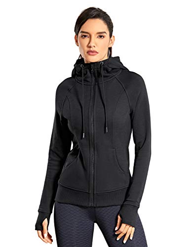 Crz yoga women's cotton hoodies sport workout full zip hooded jac…