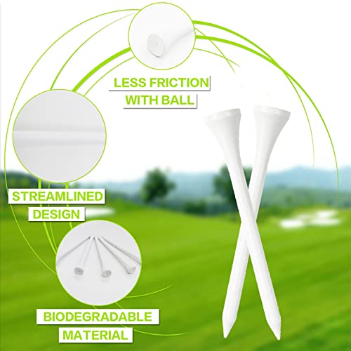Finger Ten Bamboo Golf Tees 2 3/4 Inch Wood Tee Color Bulk 250 Count With 2 Free Ball Marker Usa Eagle For Men Women Kids (White, 250 Count(2 3/4 Inch)) #TOP2