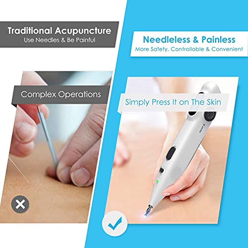 Electronic Acupuncture Pen Electric Meridian Energy Pen Finding Acupuncture Points With 2 Massage Heads Rechargeable Acupuncture Pen 3 Modes 9 Intensity #TOP5