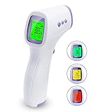 【GENAU UND SCHNELL】 Das berührungslose Infrarot-Körperthermometer wurde auf Genauigkeit (Messabweichung ≤ ± 0,2 Grad) und Zuverlässigkeit getestet. Sie müssen nur einen Knopf drücken, wenn Sie dieses digitale Stirnthermometer verwenden, dann liefert es sofort eine genaue Temperatur in 0,8 Sekunden.