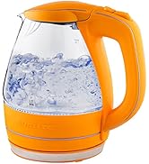 OVENTE Glass Electric Kettle Hot Water Boiler 1.5 Liter Borosilicate Glass Fast Boiling Counterto...