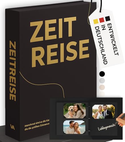 Velara Fotobuch zum Selbstgestalten mit 120 Fotoecken & 60 schwarzen Seiten | Photo Album mit Leinen | Erinnerungsbuch | Fotoalbum | Gästebuch | Coffee Table Book | Scrapbook | Zeitreise | 24x32cm