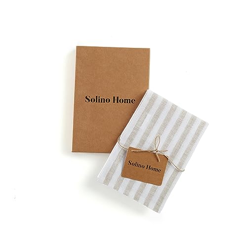 Solino Home 100% Linen Kitchen Towels, 17 x 26 in, Natural Stripe, Set of 2 by Solino Home - Used condition - Image 4
