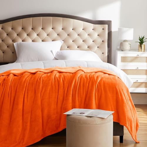 Image of KMUSET Fall Throw Blanket Orange Fleece Throw 50 X 60 inches - Super Soft Cozy Lightweight for Sofa, Bed