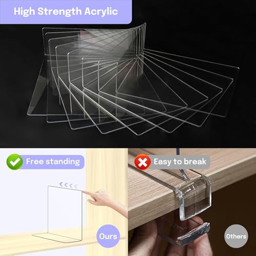 Image of Shelf Dividers Closet Organizer Deep Acrylic Clear Sturdy Separater for Clothes Purse - Adjustable Easy Install for Home Organization Enthusiasts (SIZE- 7.5 inch Tall X 11.8 inch Deep) PACK OF 4
