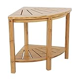 GOODBZ Premium Bamboo Corner Shower Stool Bathroom Chair with Shelf Shower Bathing Organizer Aid Stool Qf Shop