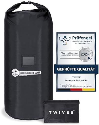 TWIVEE - 2 in 1 Rucksack Schutzhülle und Regenschutz | Flight Cover für Backpack - Flugzeug - Überzug in flexibler Größe - 60 bis 110 Liter Volumen einstellbar