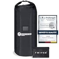 TWIVEE - 2 in 1 Rucksack Schutzhülle und Regenschutz - Flight Cover für Backpack - Flugzeug - Überzug in Flexibler Größe - 60 bis 110 Liter Volumen einstellbar (Schwarz Premium)