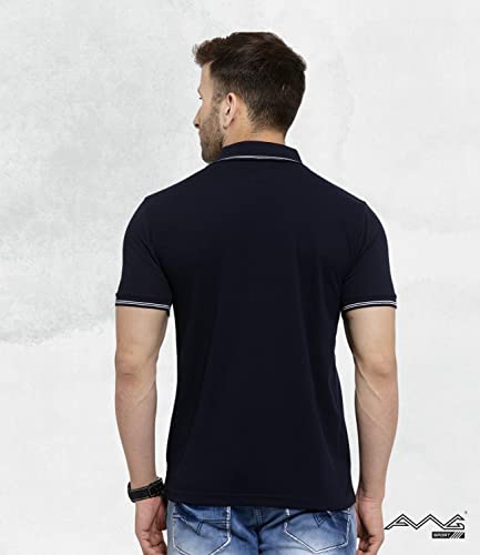 Image of AWG ALL WEATHER GEAR Men's Regular Fit Half Sleeve Cotton Polo T-Shirt (GPAWG-NB-3-XXXXL, Navy Blue, XXXX-Large)