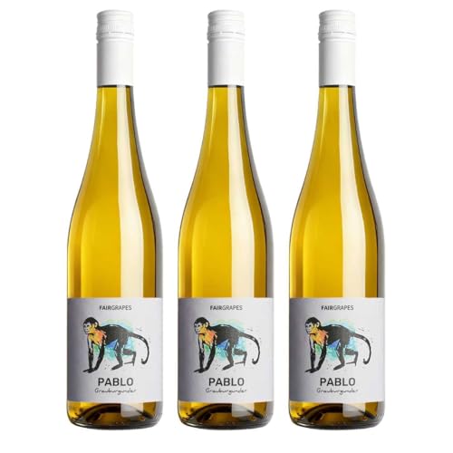 FairGrapes Grauburgunder Pablo Weißwein Trocken | 90 Punkte Falstaff | Best Buy | Aprikose & Birne | Vegan | Geschenkidee (3 x 0.75 l)