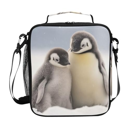 Nander Lunch Box Snow Penguins Large Insulated Cooler Bags Meal Prep Lunch Tote Personalized Lunch Bags for Kids Girls Women Men