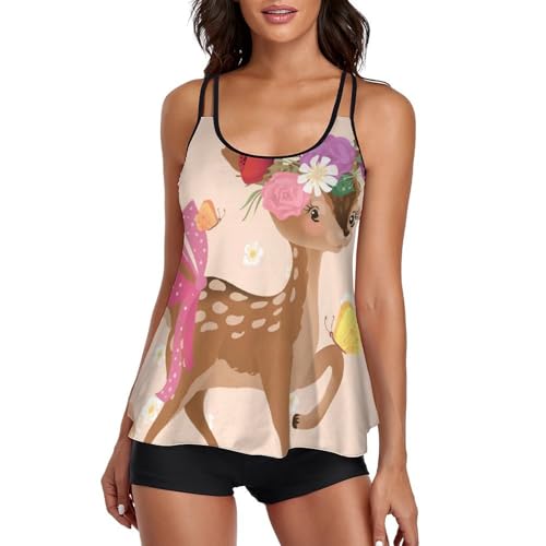 Maillot de bain tankini Chevreuil pour femme avec short intégré et effet galbant