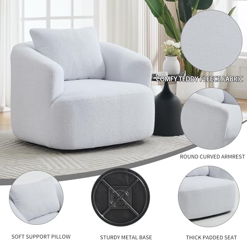 Sillón giratorio peluche blanco compacto miniatura 6