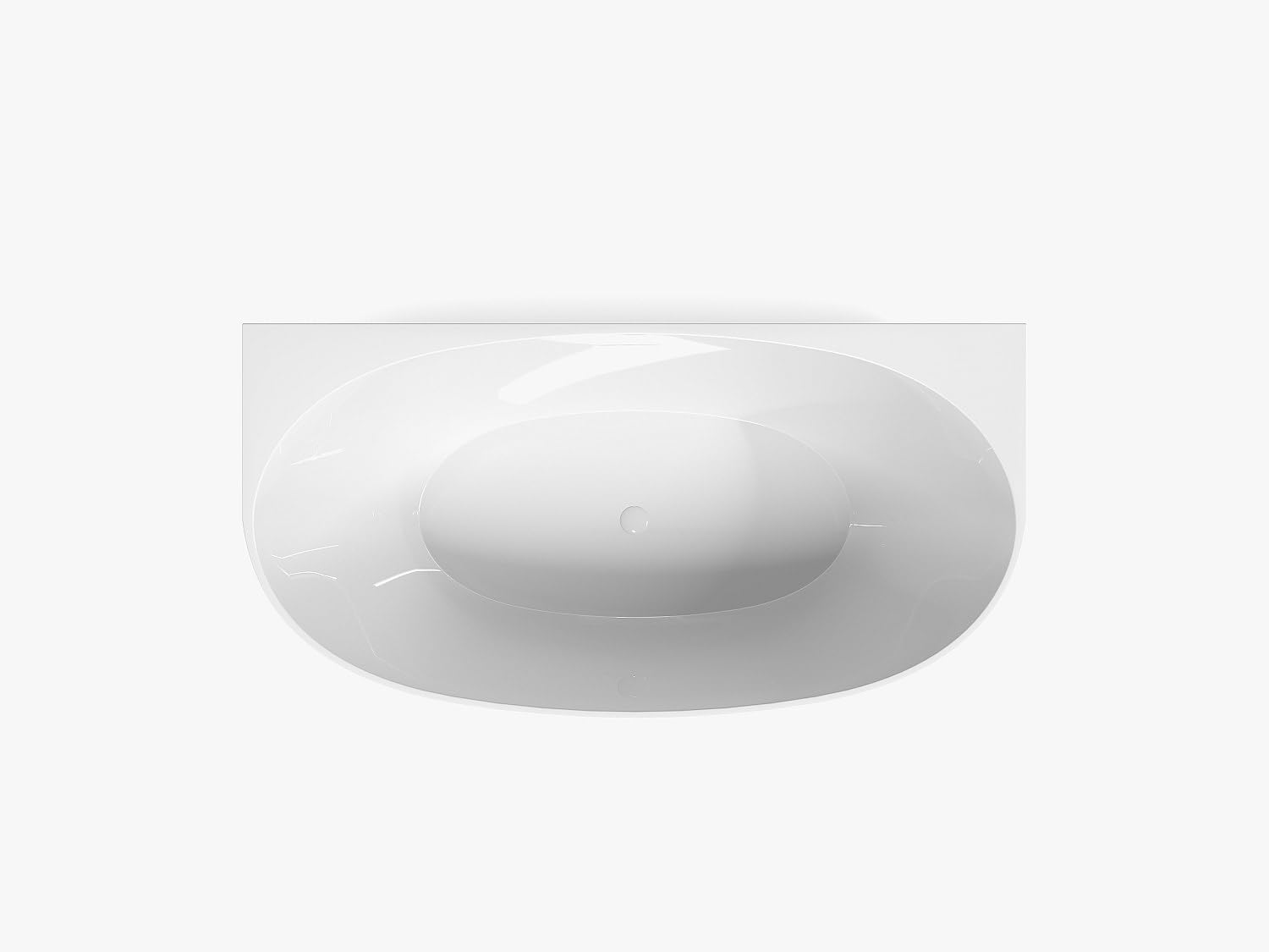 Vente-unique - Vasca da bagno semi-freestanding 1 posto Amosari - acrilico - bianco