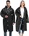 Borogo Rain Ponchos for Adults Reusable 2Pcs Raincoats Emergency Survival With Hoods And Sleeves for Women Men Black