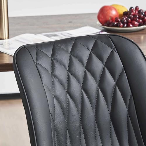 Image of YOUNIKE Dining Chairs Set of 2 Kitchen & Dining Room Chairs Modern Black | Faux leather waterproof, comfortable accent side chairs with upholstered back and metal legs, easy to clean assemble; 300lb