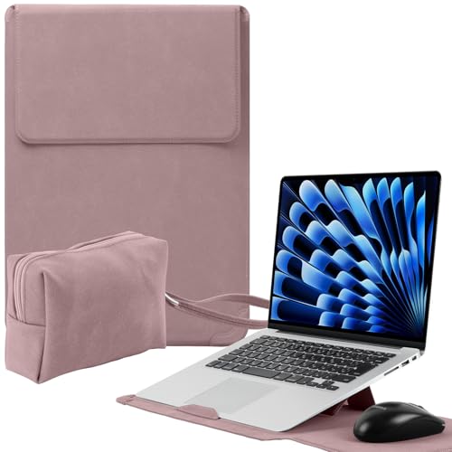 Housse MacBook Pro 14 pouces stand intégré rose pour ordinateur portable 13 pouces HP Surface