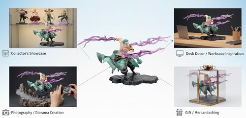 Image of Zoro Action Figure One Piece Roronoa Zoro Battle Mode Anime PVC Figurine Three Thousand World Sword Style Model Statue Collectible Doll for Home Desk Decor Gift (Zoro)