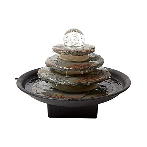 SEINHIJO Tabletop Water Fountain Indoor with Lights Feng Shui Ball Waterfall for Table Desk Office Home Bedroom Relaxation 20cm Cover